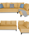 Adorn India Bryson L Shape 6 Seater Sofa Set Plain (Right Hand Side) (Beige)