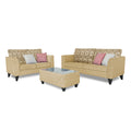 Adorn India Cortina Damask (3 Years Warranty) 3+2 5 Seater Sofa Set with Centre Table (Beige)