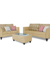 Adorn India Cortina Damask (3 Years Warranty) 3+2 5 Seater Sofa Set with Centre Table (Beige) Modern
