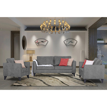 Adorn India Enzo Decent Premium Leatherette Suede 3+2+1 6 Seater Sofa Set (Grey)