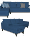 Adorn India Hallton L Shape Decent Sofa Set 6 Seater with Ottoman (Left Side) (Blue)