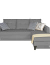Adorn India Maddox L Shape 4 Seater Sofa Set Tufted (Right Hand Side) (Grey)