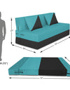 Adorn India Easy Desmond 3 Seater Sofa Cum Bed 6 x 6 (Aqua Blue & Black)