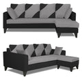Adorn India Denver L Shape 5 Seater Sofa Set RHS (Grey & Black) (3 Year Warranty)