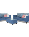 Adorn India Cortina Damask (3 Years Warranty) 3+2 5 Seater Sofa Set with Centre Table (Blue) Modern