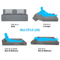 Adorn India Easy Alyn Plus Stripes 4 Seater Sofa Cum Bed (6x6, Grey) (Wood) 4-Person Sofa