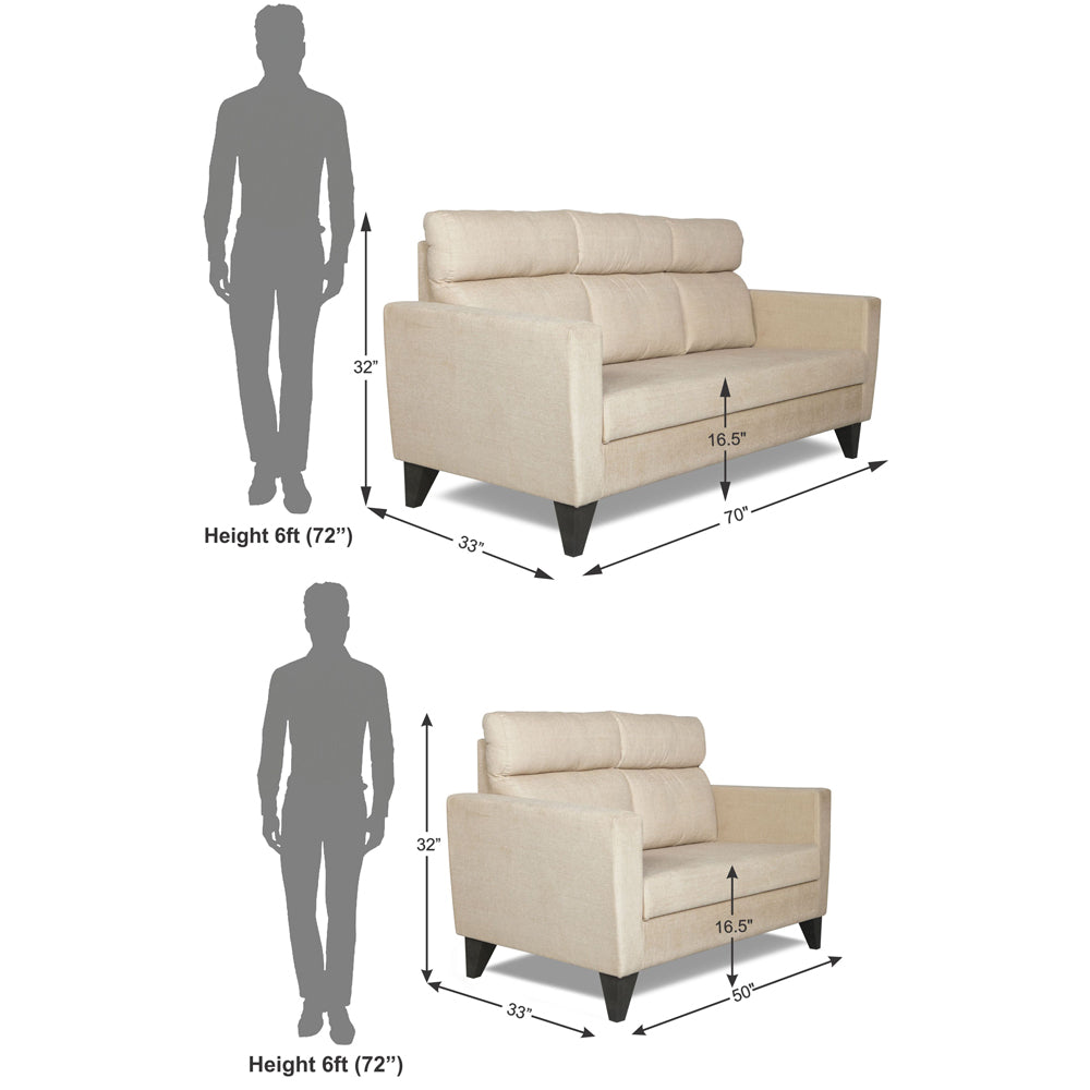 Adorn India Cardello 3-2 Five Seater Sofa Set (Beige)