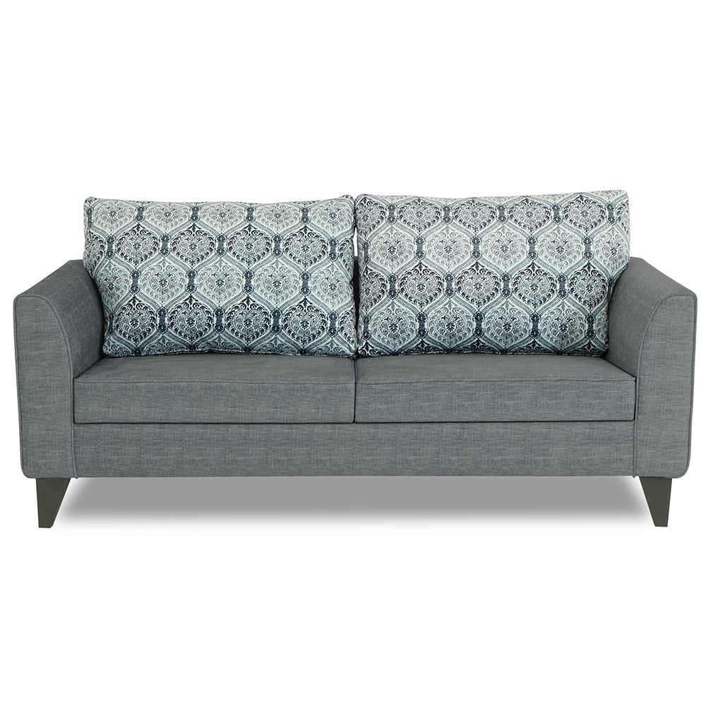 Adorn India Cortina Damask (3 Years Warranty) 3 Seater Sofa (Grey) Modern