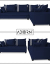 Adorn India Winston L Shape 5 Seater Sofa Set (Right Side) (Blue)