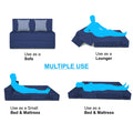 Adorn India Easy Alyn Plus Stripes 2 Seater Foam Sofa Cum Bed (4X6) (Blue) (1 Year Warranty)