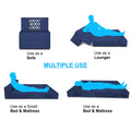 Adorn India Easy 1 Seater Sofa Cum Bed (Rhombus Pattern) Chennile Fabric - Washable Cover - Including 1 Cushion - Size 2.5' x 6' Ft (Blue Color) Perfect for Home & Office for Guests