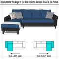Adorn India Maddox Plain Two Tone L Shape 6 Seater Sofa Set LHS (Blue & Black) (3 Year Warranty)