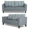 Adorn India Lawson Stripes 3+2 5 Seater Sofa Set with Centre Table (Grey)