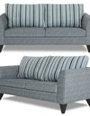 Adorn India Lawson Stripes 3+2 5 Seater Sofa Set with Centre Table (Grey) Modern