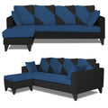 Adorn India Denver L Shape 5 Seater Sofa Set LHS (Blue & Black) (3 Year Warranty)