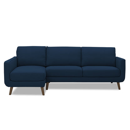 Adorn India Damian L Shape 6 Seater Sofa Set Left Hand Side (Blue)