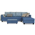 Raiden Damask L Shape 6 Seater Sofa Set with Center Table (Right Hand Side) (Blue)