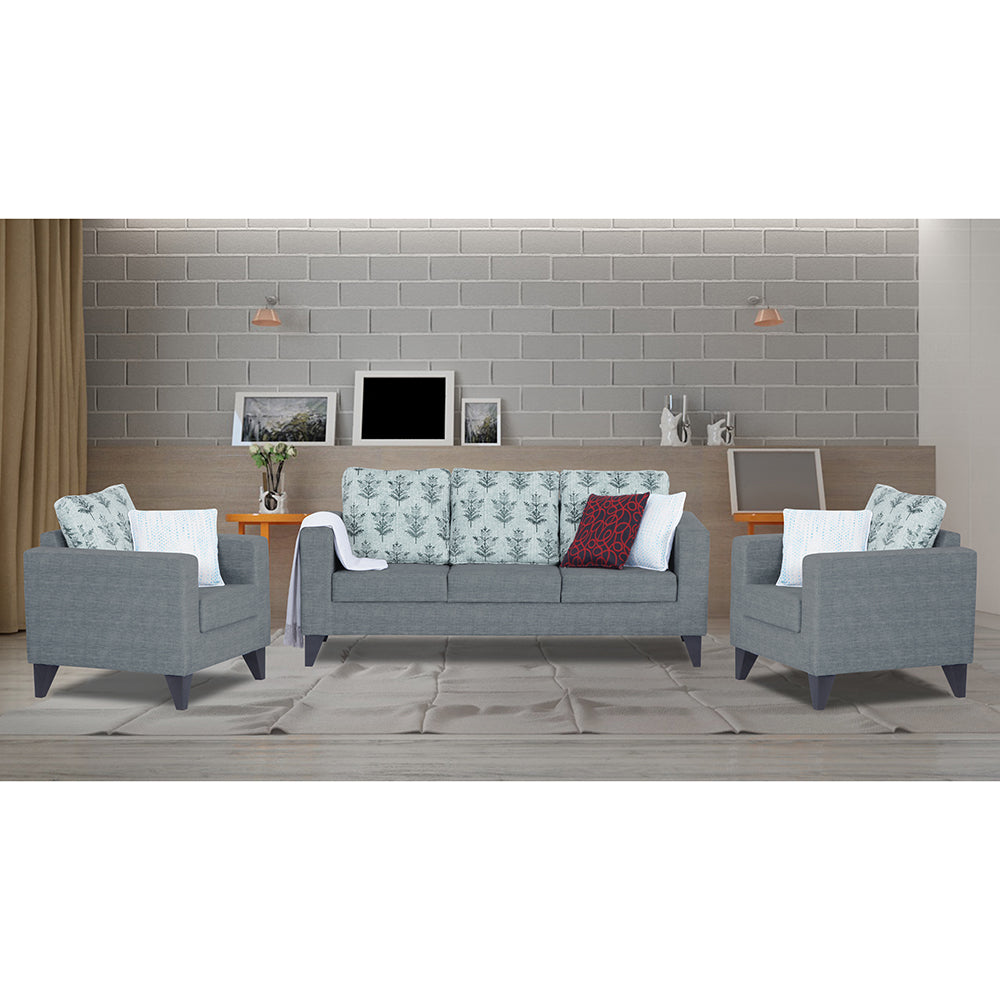 Straight line Plus Leaf 3+1+1 5 Seater Sofa Set (Grey)