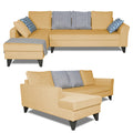 Adorn India Maddox Stripes L Shape 6 Seater Sofa Set LHS (Beige) (3 Year Warranty)