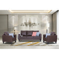 Adorn India Straight line Plus Leatherette 3+1+1 5 Seater Sofa Set (Brown) (3 Year Warranty)