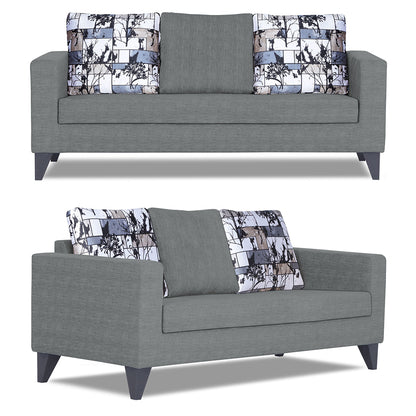 Adorn India Hallton Digitel Print Cushion 3-2-1 Six Seater Sofa Set (Grey)