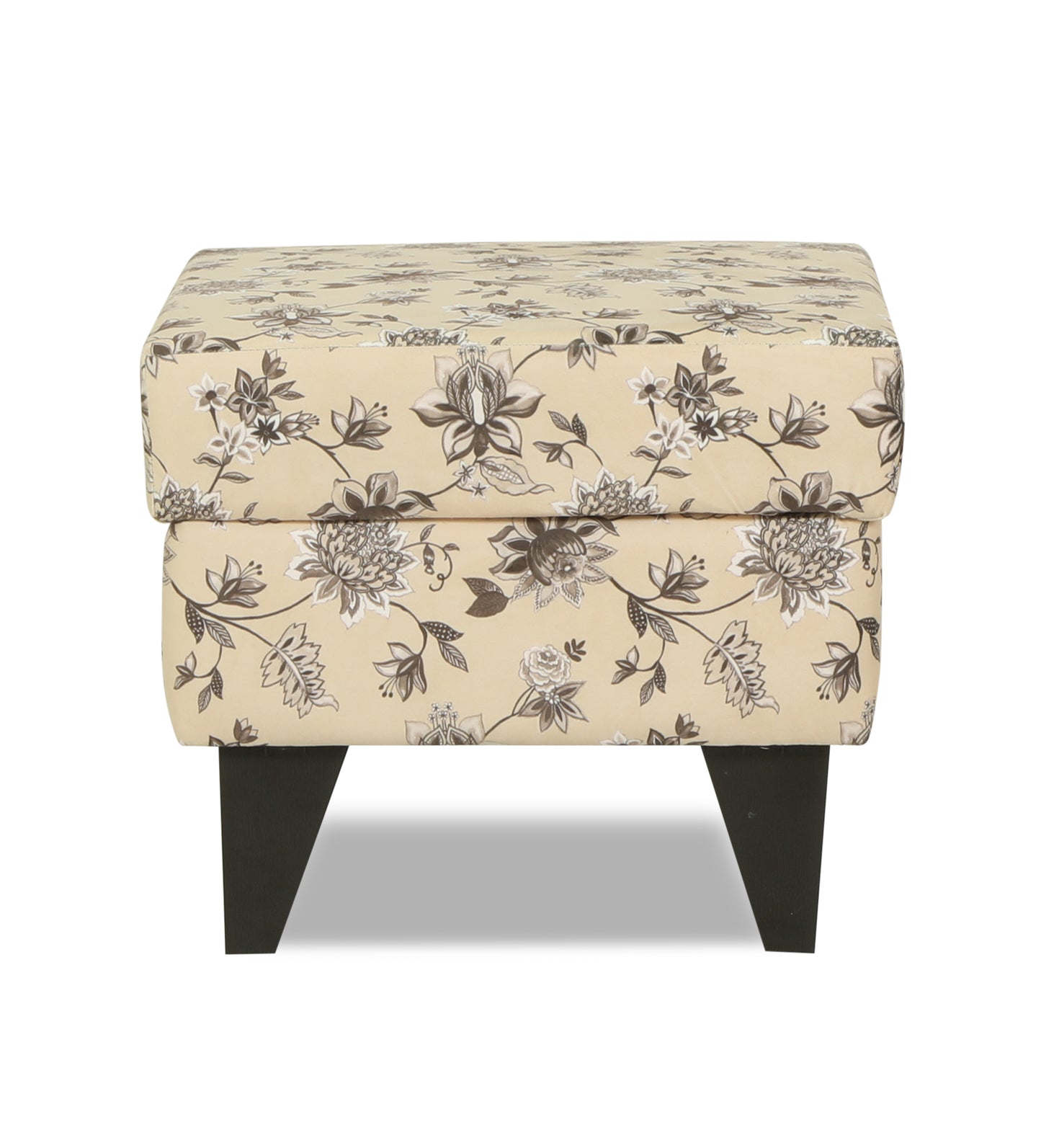 Adorn India Christoper 1 Seater Floral Print Puffy (Beige)