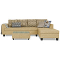 Raiden Damask L Shape 6 Seater Sofa Set with Center Table (Right Hand Side) (Beige)