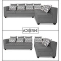 Adorn India Poland L Shape 6 Seater Sofa Set (Right Side) (Grey)