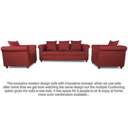 Adorn India Magnum 3-1-1 Sofa Set (Maroon)