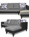 Adorn India Ashley L Shape 5 Seater Sofa Set Leatherette Fabric Digitel Print (Right Hand Side) (Grey & Black)