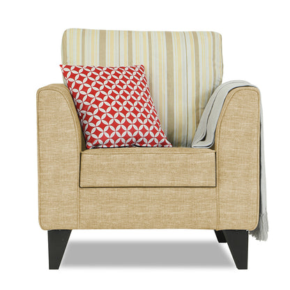 Adorn India Lawson Stripes 1 Seater Sofa (Beige)
