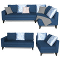 Adorn India Bryson L Shape 6 Seater Sofa Set Digitel Print (Right Hand Side) (Blue) (3 Year Warranty)