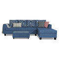 Raiden Crafty L Shape 6 Seater Sofa Set with Center Table (Right Hand Side) (Blue)