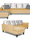 Adorn India Maddox L Shape 6 Seater Sofa Set Digitel Print (Left Hand Side) (Beige)