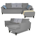 Adorn India Maddox Stripes L Shape 6 Seater Sofa Set RHS (Grey) (3 Year Warranty)