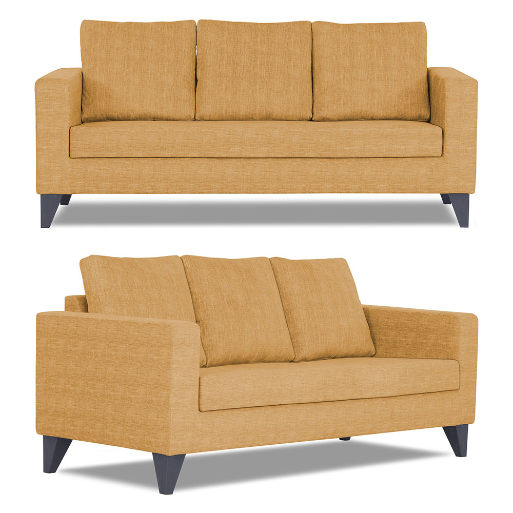 Adorn India Hallton Plain 3-2 Five Seater Sofa Set (Beige)