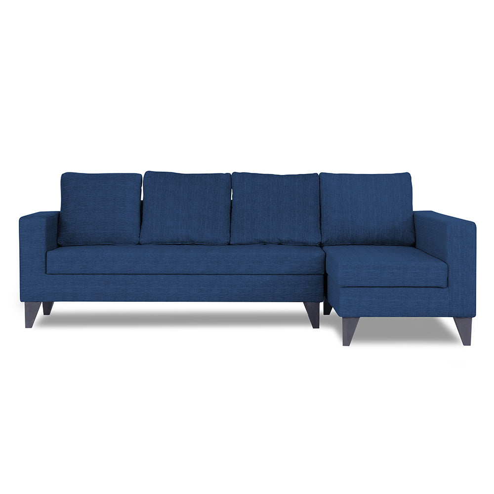 Adorn India Beetle Plus Stripes L Shape 6 Seater Sofa Set (Right Hand Side) (Blue)