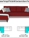 Adorn India Maddox Tufted L Shape 5 Seater Sofa Set (Left Hand Side) (Maroon)