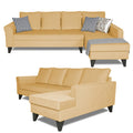 Adorn India Maddox Plain L Shape 6 Seater Sofa Set RHS (Beige) (3 Year Warranty)