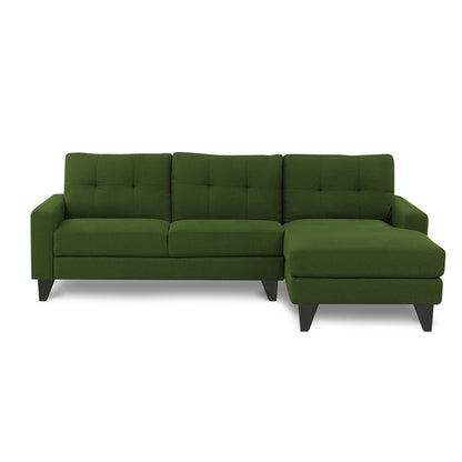 Adorn India Midas L Shape 6 Seater Sofa Set Right Hand Side (Green)