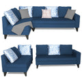 Adorn India Bryson L Shape 6 Seater Sofa Set Digitel Print (Left Hand Side) (Blue) (3 Year Warranty)