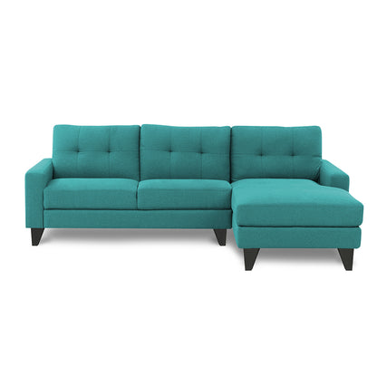 Adorn India Midas L Shape 6 Seater Sofa Set Right Hand Side (Aqua Blue)