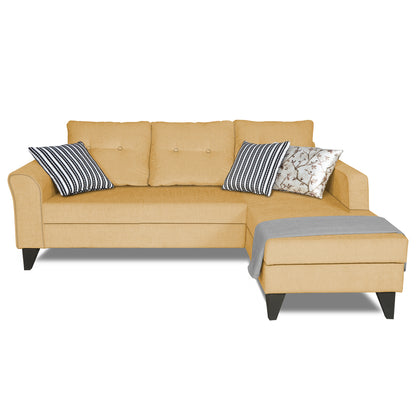 Adorn India Maddox L Shape 4 Seater Sofa Set Tufted (Right Hand Side) (Beige)