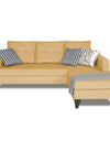 Adorn India Maddox L Shape 4 Seater Sofa Set Tufted (Right Hand Side) (Beige)