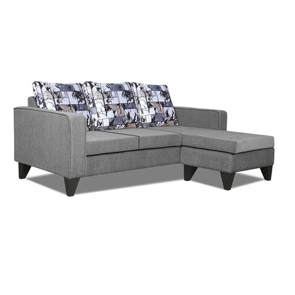 Adorn India Hallton L Shape 4 Seater Sofa Set Digital Print (Grey)