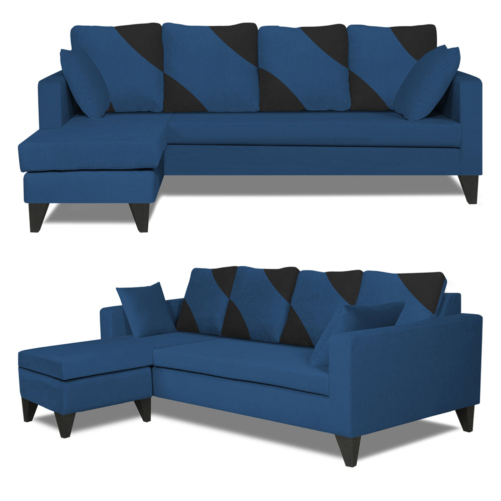 Adorn India Denver L Shape 5 Seater Sofa Set (Left Hand Side) (Blue)