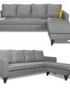 Adorn India Chandler L Shape 5 Seater Sofa Set Plain (Right Hand Side) (Grey)