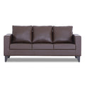 Adorn India Straight line Plus Leatherette 3 Seater Sofa (Brown) (3 Year Warranty)