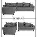 Adorn India Winston L Shape 6 Seater Sofa Set (Left Side) (Grey)