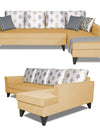 Adorn India Maddox L Shape 6 Seater Sofa Set Digitel Print (Right Hand Side) (Beige)